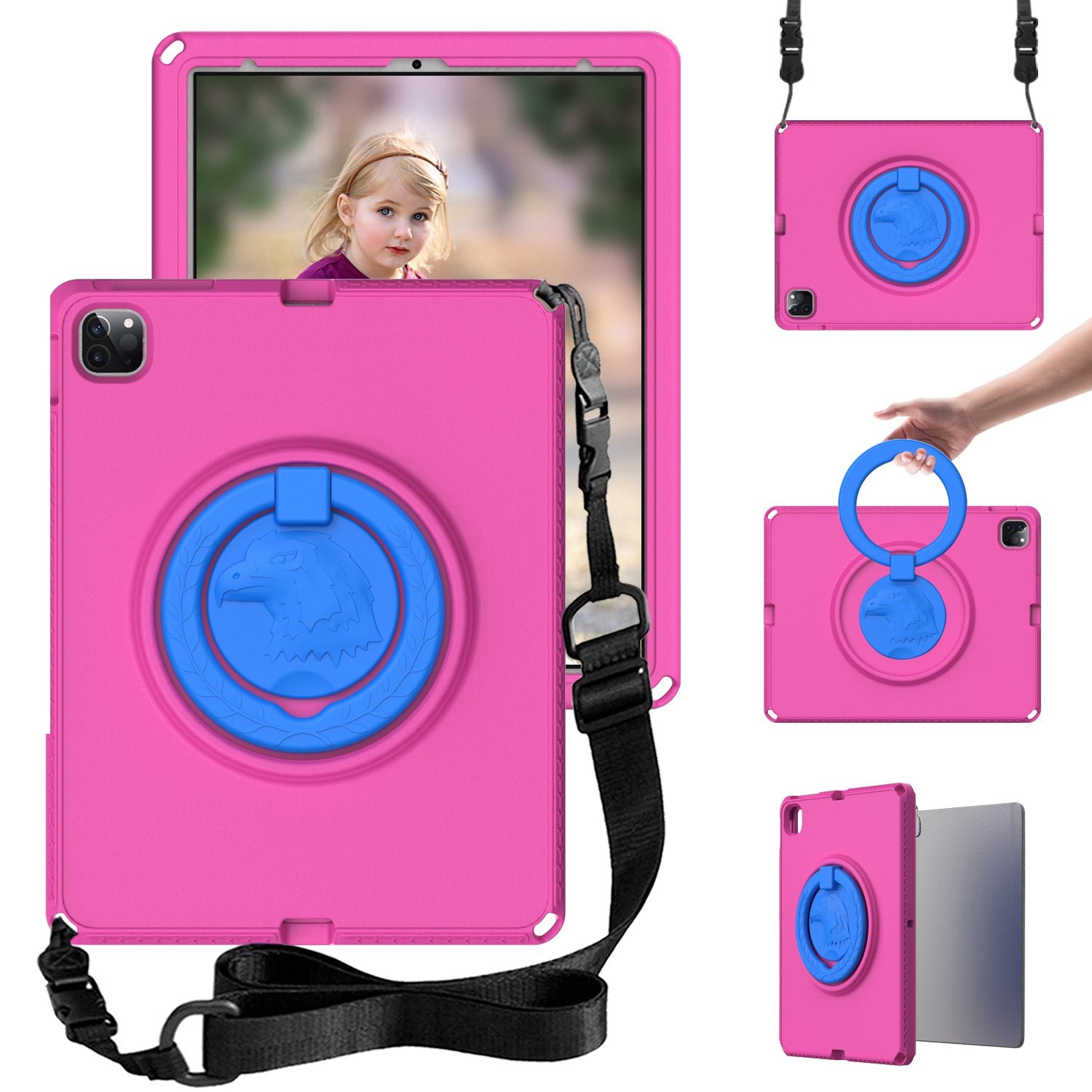 For iPad Pro 12.9 (2022) (2021) (2020) (2018) Hard EVA Case with Shoulder Strap Screen Film Tablet Cover For iPad Pro 12.9 (2022) (2021) (2020) (2018) Hard EVA Case with Shoulder Strap Screen Film Tablet Cover